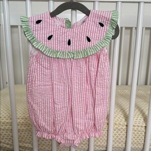 Pink Striped Watermelon Romper